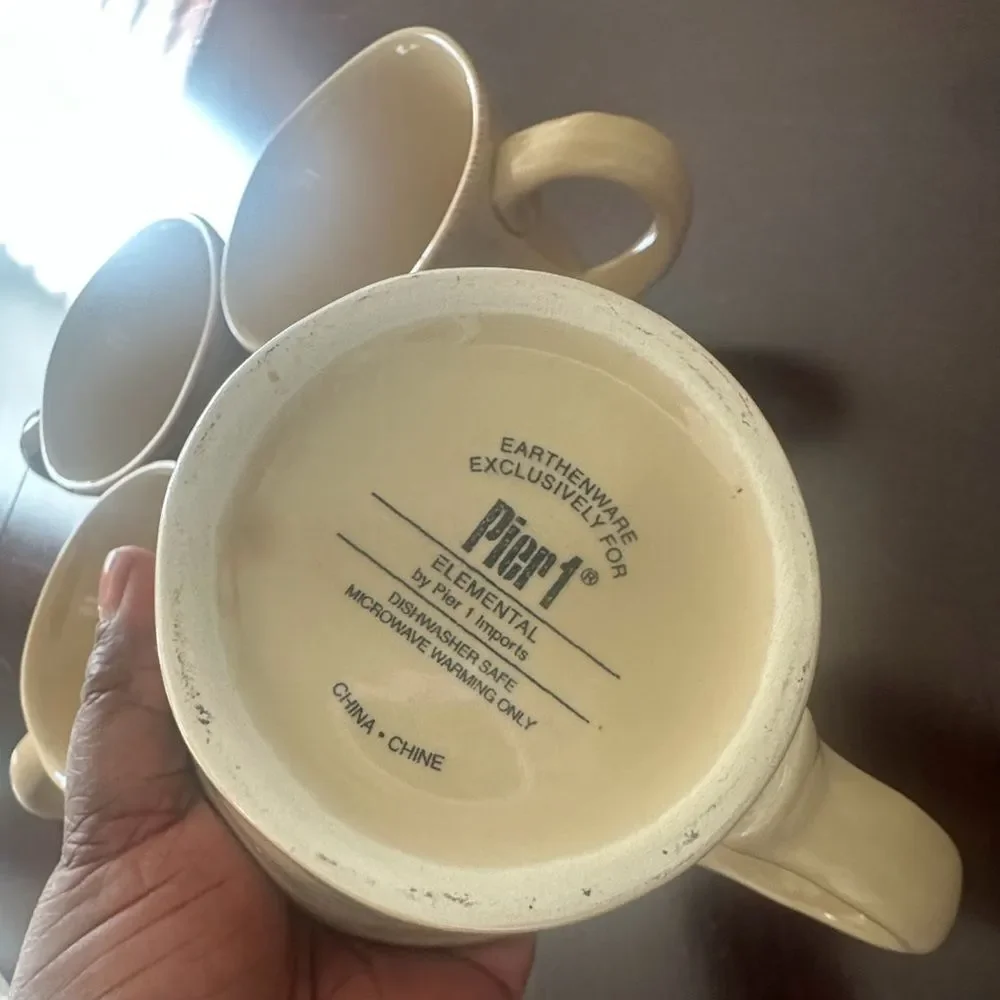 Pier 1 Tan Elemental Mugs Set of 4